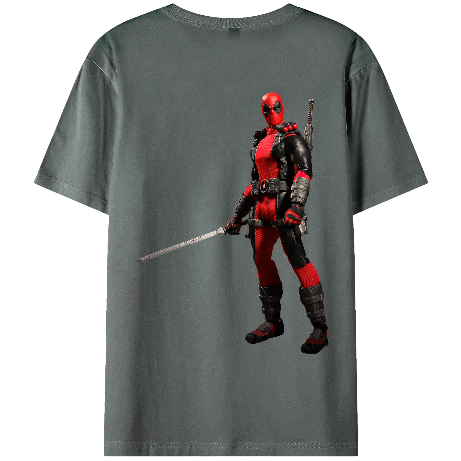 （画像用） Deadpool デッドプール 綿100％ メンズ半袖Tシャツ（バックプリント） 通気性
